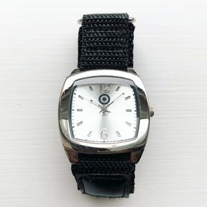 Black & stainless steel target Men’s Velcro watch